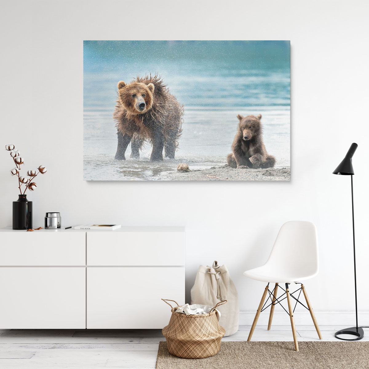 ravistelu-kamtšatka-venaja-taulu_1_1240913_4 Russia-sisustustaulu jossa karhuemo ja sen pennut vedessä.